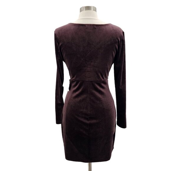 NWD Honey and Rosie Velvet Fitted Long Sleeve Brown Mini Dress Womens Large - Picture 4 of 12